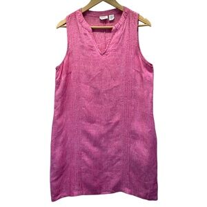 Sigrid Olsen Mini Dress Womens Large Barbie Pink Linen Sleeveless Pockets Beach